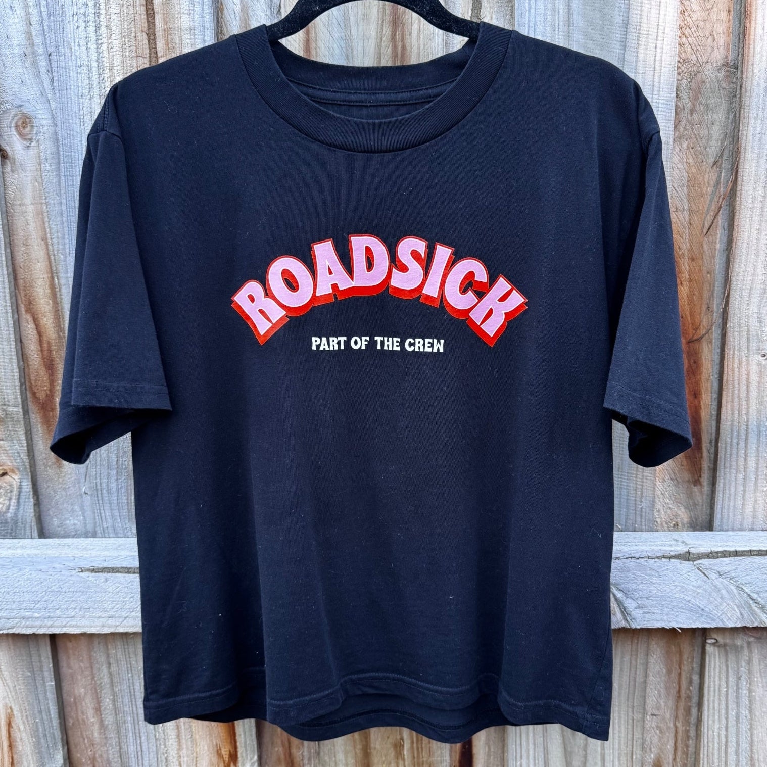 Roadsick Apparel (touring company) women’s boxy crop shirt